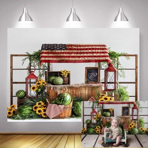 Photography Backdrop Watermelon Summer Fruit Party Background Sunflowers Children Kids Birthday Backdrops for Photo Studio
