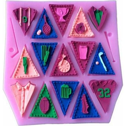 Golf Baseball Banner Fondant Cake Silicone Mold Chocolate Candy Mould Pastry Biscuits Molds Baking Cake Decoration Tools Kitchen