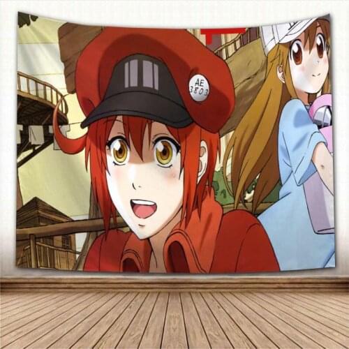 Nice Cells at Work! Tapestry Colorful Psychedelic Decorative Carpet Wall Fabric For Living Room Bedroom Tapestries Accessories