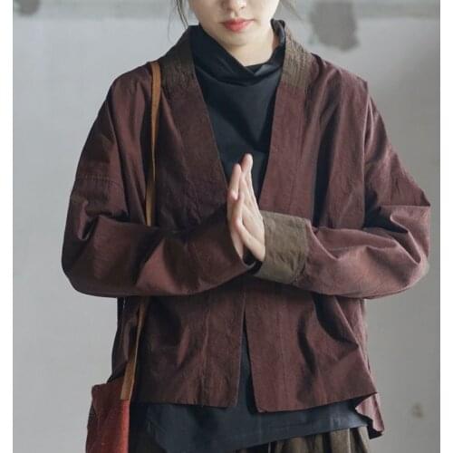 Johnature Leisure Solid Color Retro Batwing Sleeve Single Button Coat 2021 Autumn New Loose Comfortable All-match Women Jacket