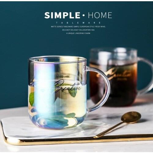 Colorful glass household online celebrity water cups ins simple and fresh Mori transparent cups teacups drink cups