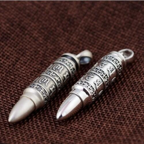 Open the ga black box pendant S990 fine silver silver wholesale Six words of Buddhism bullets