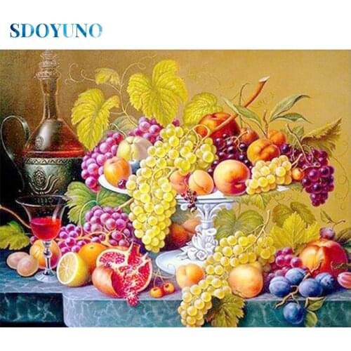 SDOYUNO Full Square/Round Diamond Painting Kits Fruit 5D DIY Diamond Embroidery Hobby Mosaic Pattern Home Decoration