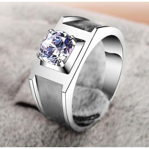 Luxury Bright S925 Sterling Silver Mens Ring Engagement Wedding Party Gift Jewelry Exquisite Elegant Diamond Luster Creativity