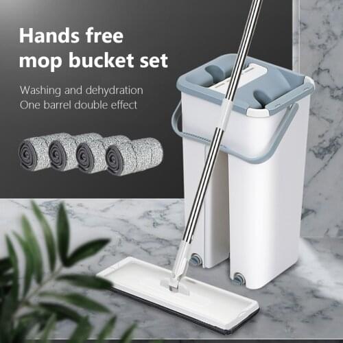 Floor Mop Set Automatic Mop And Bucket Avoid Hand Washing Microfiber Cleaning Cloth Flat Squeeze Magic Wooden Floor Lazy Mop