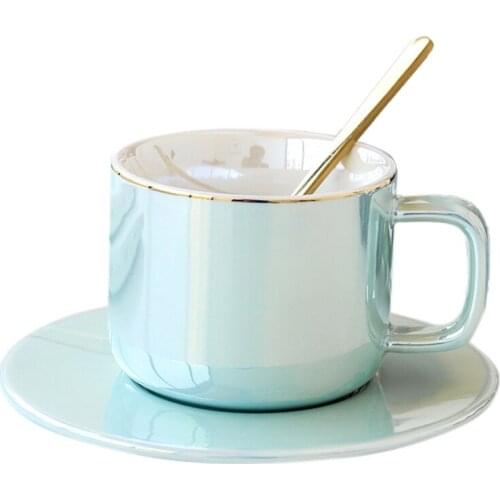 Nordic Ceramic Coffee Cup Set With Spoon Restaurant Coffee Cup Office Winter Flower Tea Cup