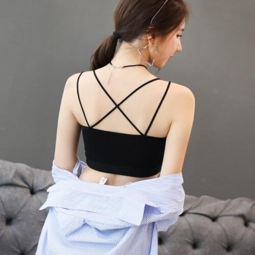 New Fashion Womens Tube Top Spring and Summer Ice Ribbon Sling Short Sport Sports Bra Crop Top
