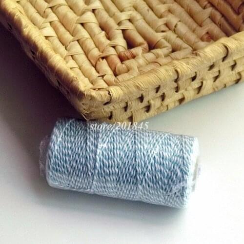 New Style 3Pcs/Lot(100Yards/Spool) Thin Cotton Bakers Twine Stripe Line Packaging Rope Twine Wedding Party Favour Color Sky-blue
