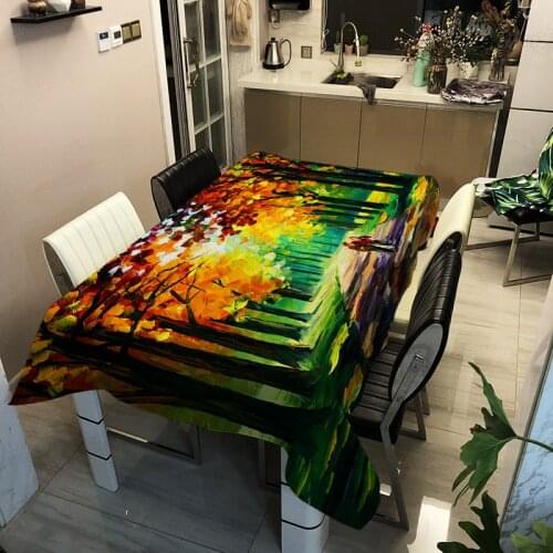 Autumn Scenery Printed Tablecloth Red Maple Leaf Pattern Waterproof Oilproof Rectangular Table cloth for Banquet Dining Wedding