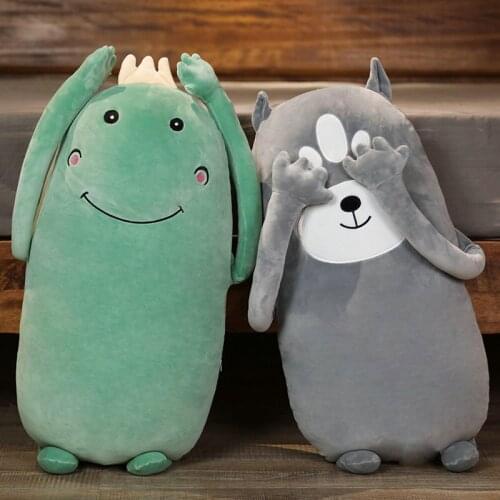 75-120cm Kawaii Stuffed Long Arm Frog Animal Pillow Pig Unicorn Plush Toys Soft CowCushoin Baby GirlFriend Christmas Gift