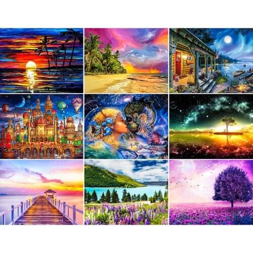 Full Drill Diamond Embroidery Scenery Mosaic Art Picture Landscape 5D Painting DIY Cross Stitch Kit Crystal Crafts Decor Gift
