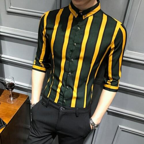 High quality five-point sleeve shirt 2021 summer mens striped shirt mens clothing short sleeve business casual slim fit shirt