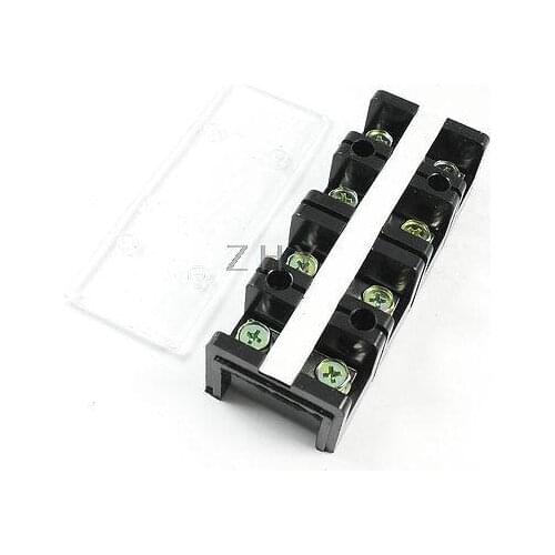 600V 60A Double Rows 4P 4 Positions Covered Barrier Screw Terminal Block