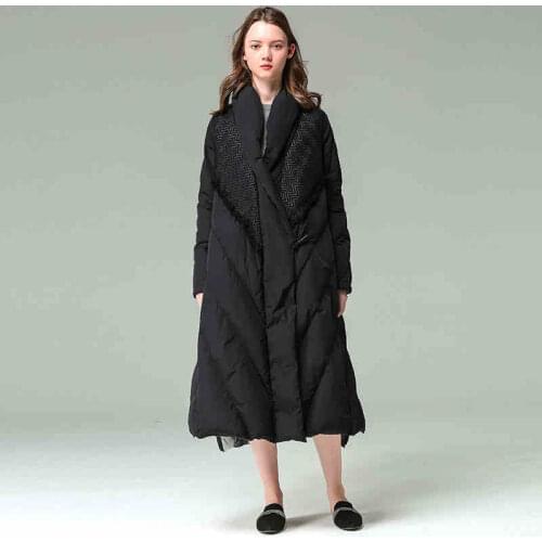 High-quality European and American fashion brand X-long thicker down jacket genuine female keep warm cold winter down coat wq198