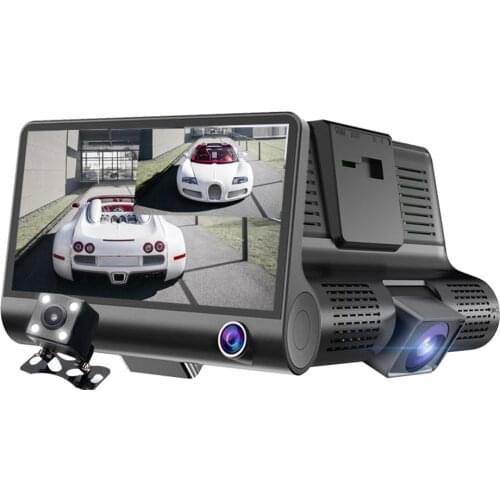 Dual Lens Dash Cam 4 Inch Car DVR Display Dashboard Camera with Rear View Camera For Auto Rearview Mirror WiFi HD Video Recorde