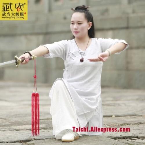 Female Taiji martial arts clothing Handmade Linen Tai Chi Uniform Wushu Kung Fu Training Suit Chinese Stly jacket+pant
