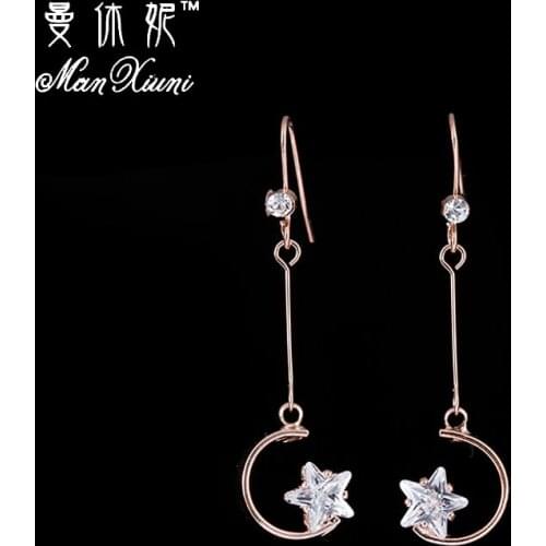 Manxiuni Simple Star Moon Long Earrings For Women Fashion Design pendientes mujer mode Jewelry Accessories Brincos