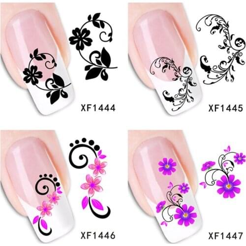 1Sheet DIY Designs Women Elegant Nail Art Stickers Decals Red Butterfly Tie Decals Patch French Tip Care Styling Tool