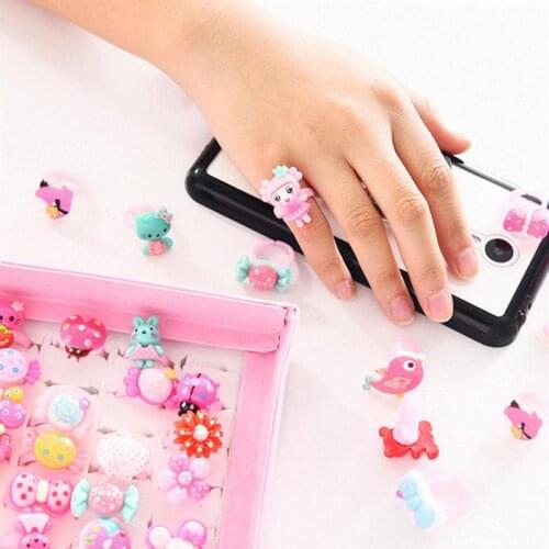 100Pcs Baby Children Girl Toy Ring Party Favors Rings Acrylic Crystal Kid Girls Finger Rings Baby Party Decoration Gifts Supply