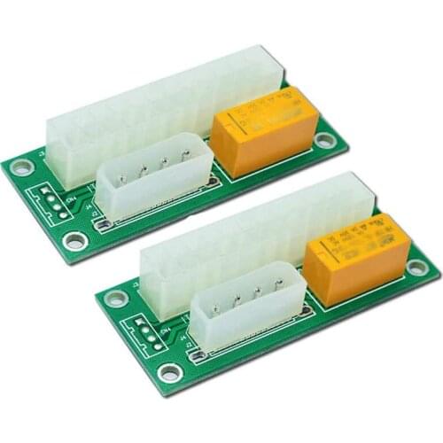 2 Pack Dual PSU Multiple Power Supply Adapter,Add2Psu ATX 24 Pin to Molex 4Pin Connector for BTC Miner