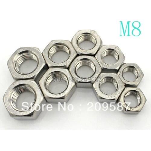 20pcs M8 Metric Thread 304 Stainless Steel Hex Head Nuts Screw Nuts Hex Nuts