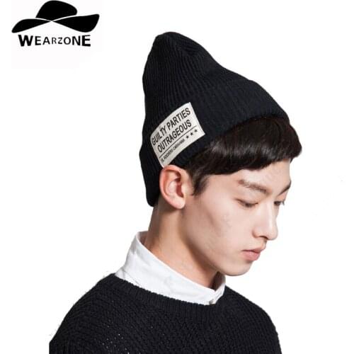 2016 High Quality Warm Wool Caps Knitted Beanies Hat letter pattern Infinity Scarf Winter Skullies Cap For Woman and Men