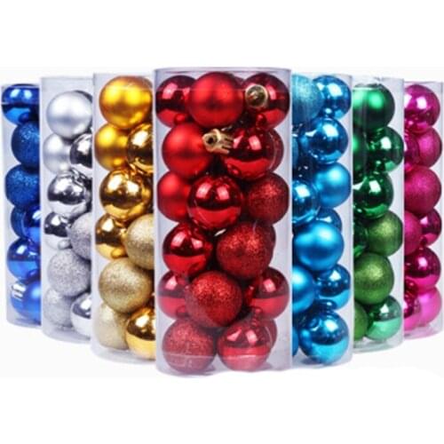 24pcs Christmas Ball Xmas Tree Hanging Decorations Ornaments Christms Pendant 2021 Merry Christmmas Decor for Home 2020 Size 3cm