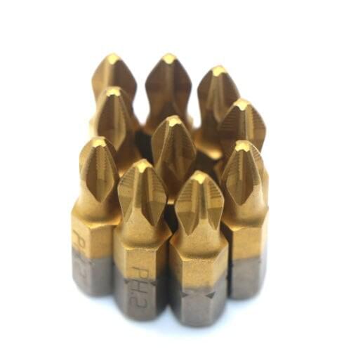 25MM Anti Slip Hex Shank Screwdriver Bit Titanium coated 1/4" Hex Shank L 25MM