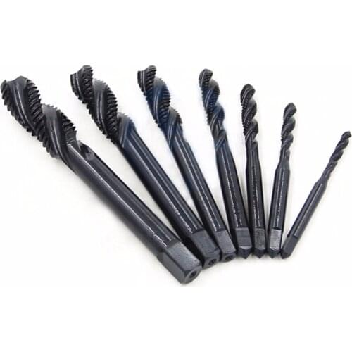 7Pcs HSS High Speed Steel Drill Bits Set Hex Shank Metric Screw Thread Tap Taper Twist Drill Bit M3 M4 M5 M6 M8 M10 M12