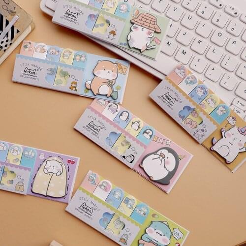 90 Pages Kawaii Pets Penguin Bear Cat Unicorns Sticky Notes Memo Pads