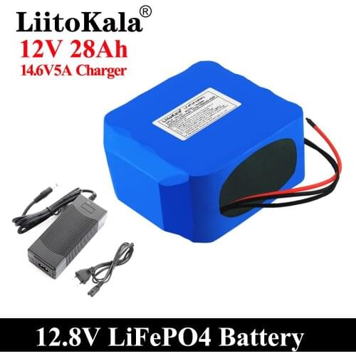 LiitoKala 12V 30Ah 28Ah Deep Cycle LiFePO4 Rechargeable Battery Pack 12.8V Life Cycles 4000 with Built-in BMS Protection 14.6V5A