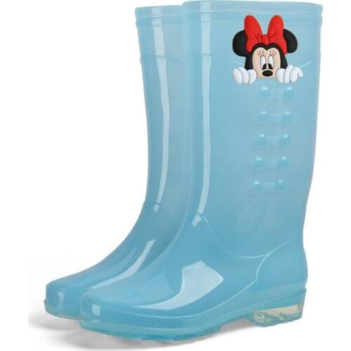 Disney Big Children Cartoon Mickey Mouse Frozen Princess Girls Adult Womens Non-slip Soft-soled Rain Boots Rain Boots