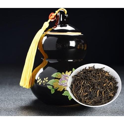 Black tea Jin Jun mei ceramic gourd tin tea portable airtight tin travel tea tin storage seasoning tea box Ornaments gift