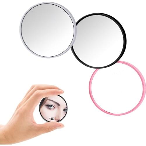 CSHOU172 Small Makeup Mirror Touch Screen 10 Times Suction Cup Magnifying Glass Small Round Mirror Portable Mini Makeup Mirror