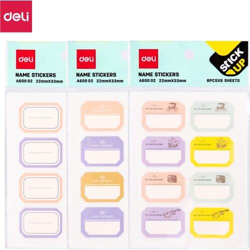 DELI EA60002 Psersonal Name Stickers 3bags/Lot 3 Patterns Tag Label Index classfication sticker scrapbooking School Stationery