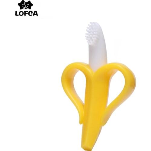 Banana Shape Safe Toddle Teether Baby Silicone Training Toothbrush BPA Free Banana Teething Ring Silicone Chew Dental Care Toot
