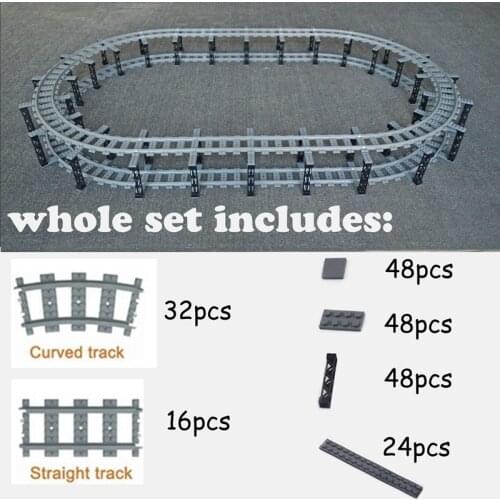 City Train Flexible Tracks trein double layer Track Rail Straight Curved Rails Building Block Brick Model Compatible All Brands