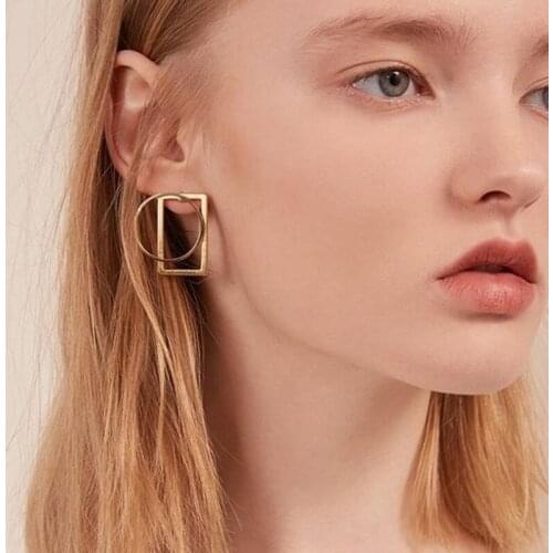 Geometry Pendant Earring for Women Boho Round Square Stud Drop Earrings Fashion Jewelry Wholesale 2021 Kolczyki Kpop