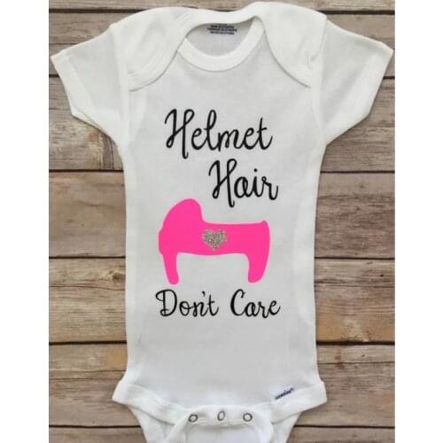 Personalize text Helmet Hair Don't Care Cranial Band outfit kids t shirts tops birthday gifts tees baby shower toddler bodysuit