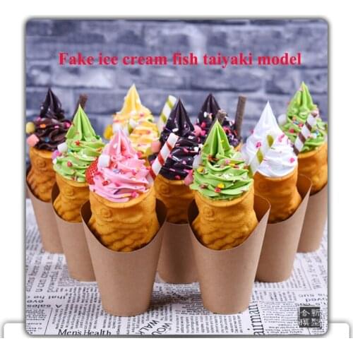 Fake food decoration Artificial snack ice cream fish taiyaki sample props food mold Simulation Ice Cream Taiyaki model