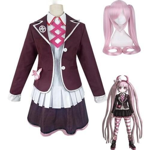 Anime Cosplay Zettai Zetsubo Shojo: Danganronpa Another Episode Kotoko Utsugi Costume School Uniform Full Set Dangan Ronpa Wig