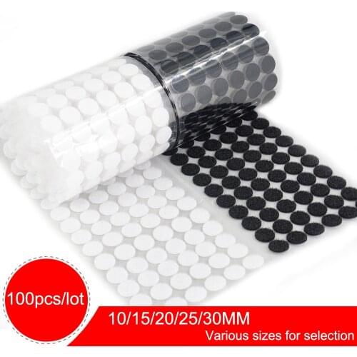100Pairs 10/15/20/25/30mm Glue On Hooks and Loops Strong Self Adhesive Fastener Tape Dots Sticker for DIY Sewing Accessories