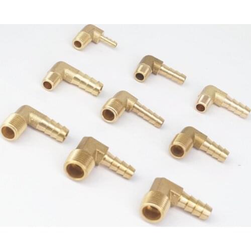1/8" 1/4" 3/8" NPT Male x 3/16" 5/16" Hose Barbed Tail Elbow Brass Fuel Fittings Connectors Adapters