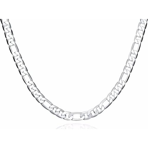 Best selling 925 sterling silver jewelry personality mens 8 mm flat three a 20 inch geometric silver necklace DIY
