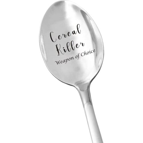 Engraved Cereal Spoon Gifts for Kids Men Women - Cereal Killer Weapon of Choice Spoon Stainless Steel -Funny Cereal Lovers Gift