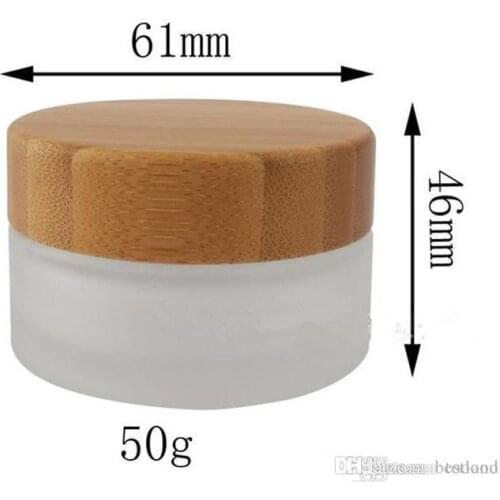 30g 50g frosted glass cream jar with bamboo lid.Cosmetics packing bottles with wooden cover empty glass cosmetic jar