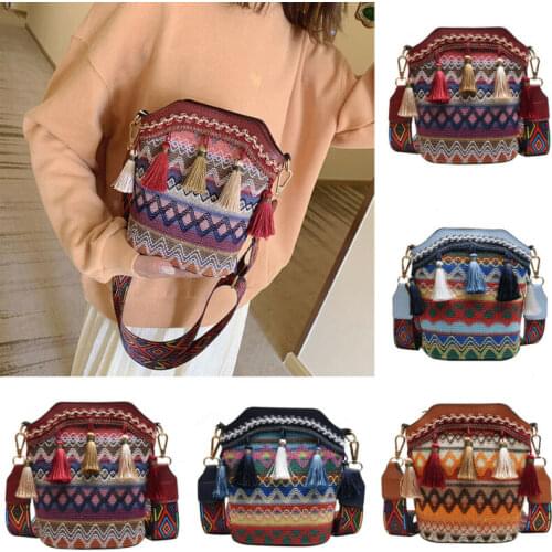 FASHION WOMEN SHOULDER BAG ETHNIC EMBROIDERED MIRROR HIPPIE SLING SHOULDER BAGS