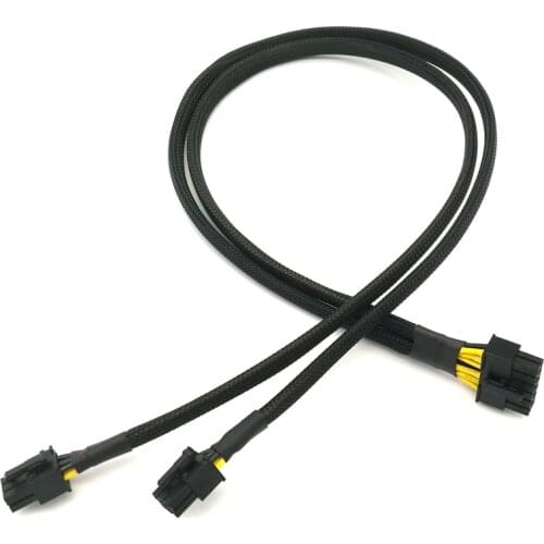 Black Sleeved 12Pin to Dual 6Pin Modular Power Cable for Seasonic X Series