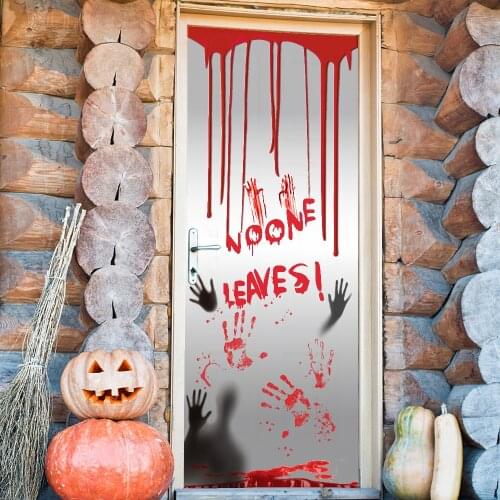 New Halloween Blood Fingerprints Door Paste Ghost Festival Decoration Ghost House Shopping Mall Door Paste Door Cover Bathroom