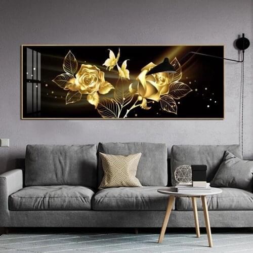 Black Golden Rose Flower Butterfly Abstract Wall Art Canvas Paintings Posters and Prints Pictures for Living BedRoom Home Decor